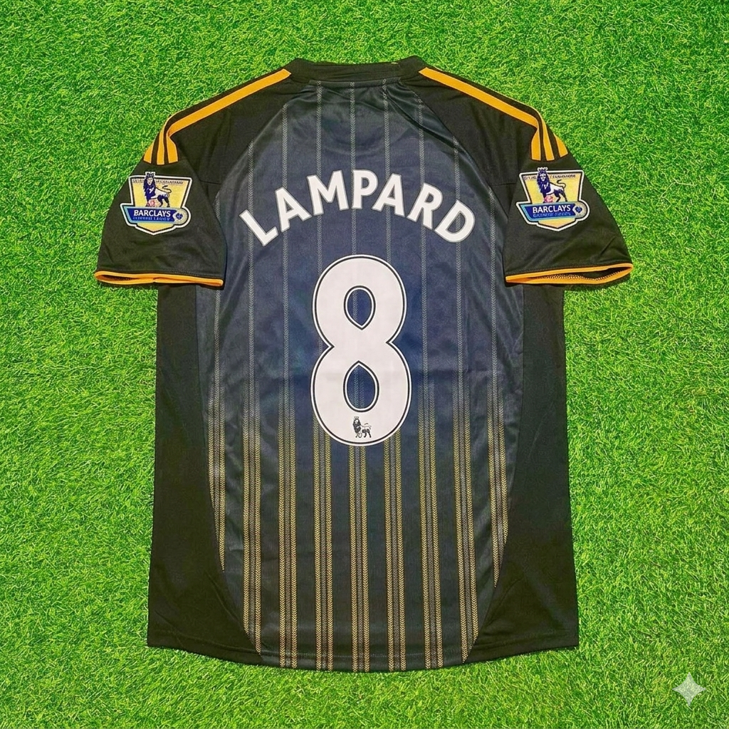 Chelsea 2010 2011 Away Retro Black Orange Football Jersey – Frank Lampard #8 – Back View