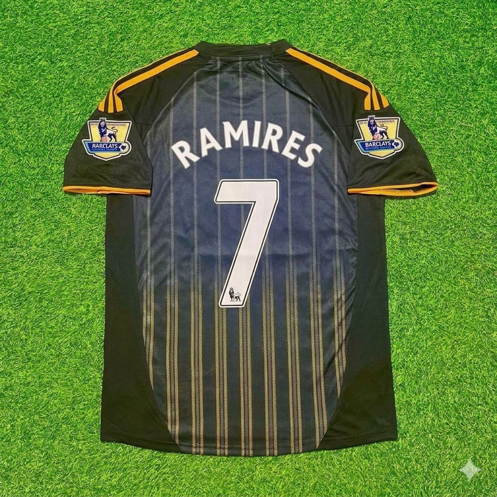 Chelsea 2010 2011 Away Retro Black Orange Football Jersey – Ramires #7 – Back View