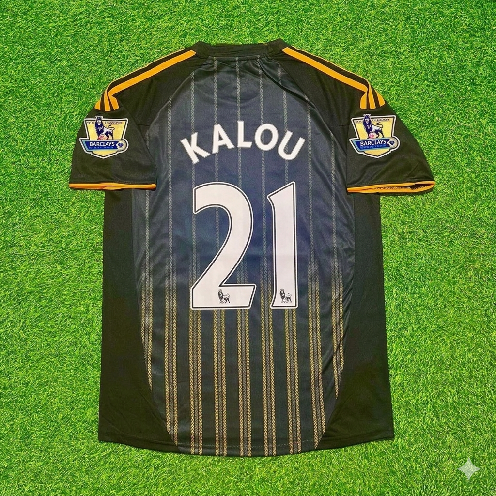 Chelsea 2010 2011 Away Retro Black Orange Football Jersey – Salomon Kalou #21 – Back View