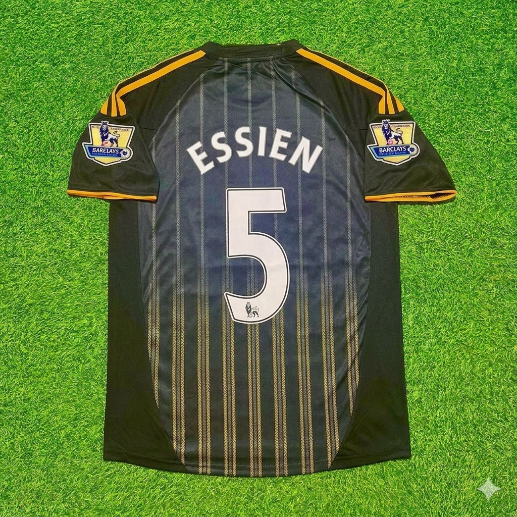 Chelsea 2010 2011 Away Retro Black Orange Football Jersey – Michael Essien #5 – Back View