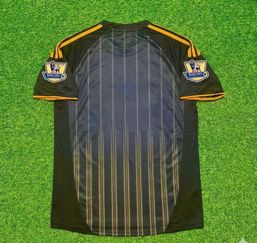 Chelsea 2010 2011 Away Retro Black Orange Football Jersey – Front View