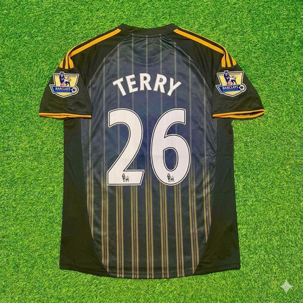 Chelsea 2010 2011 Away Retro Black Orange Football Jersey – John Terry #26 – Back View