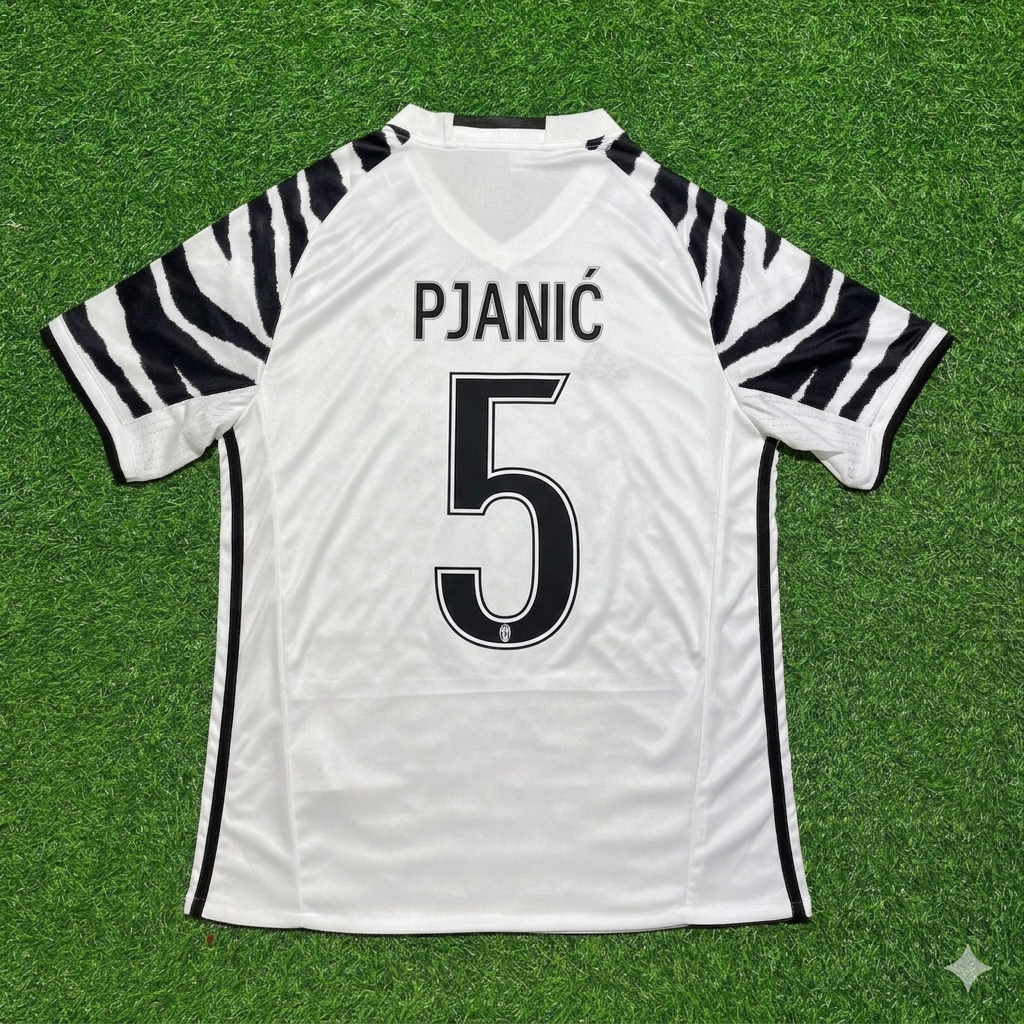Juventus 2016 2017 Away White Retro Football Jersey – Miralem Pjanic #5 – Back View