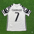 2016 Juan Cuadrado #7 Juventus 2017 Away White Retro Football Jersey – Back View