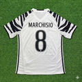 2016 Claudio Marchisio #8 Juventus 2017 Away White Retro Football Jersey – Back View