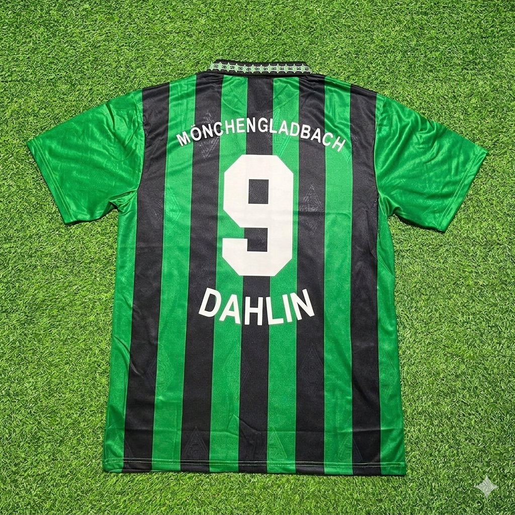 1995 Martin Dahlin #9 Borussia Mönchengladbach 1996 Retro Football Jersey – Back View