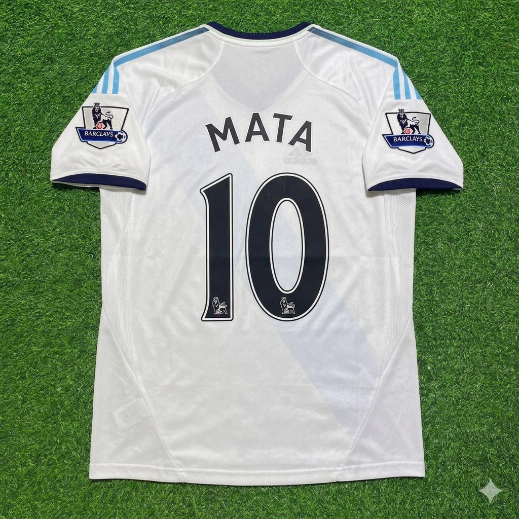 2012/13 Juan Manuel Mata Chelsea Retro White Football Jersey – Back View