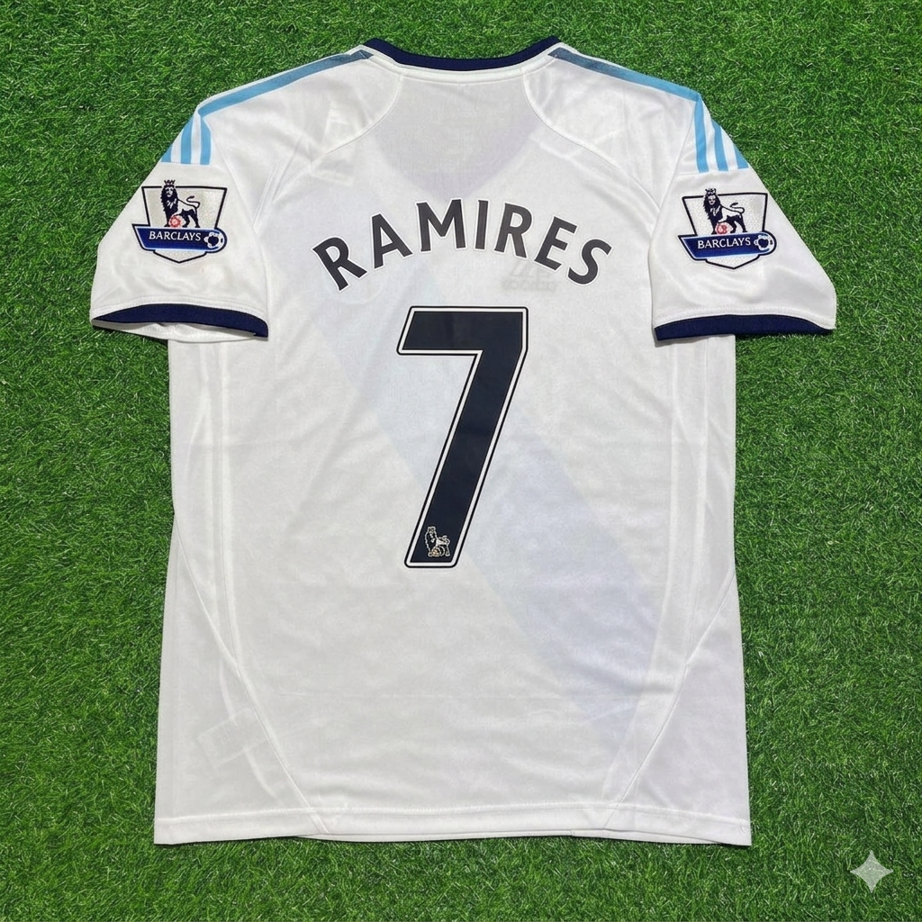 2012/13 Ramires Chelsea Retro White Football Jersey – Back View