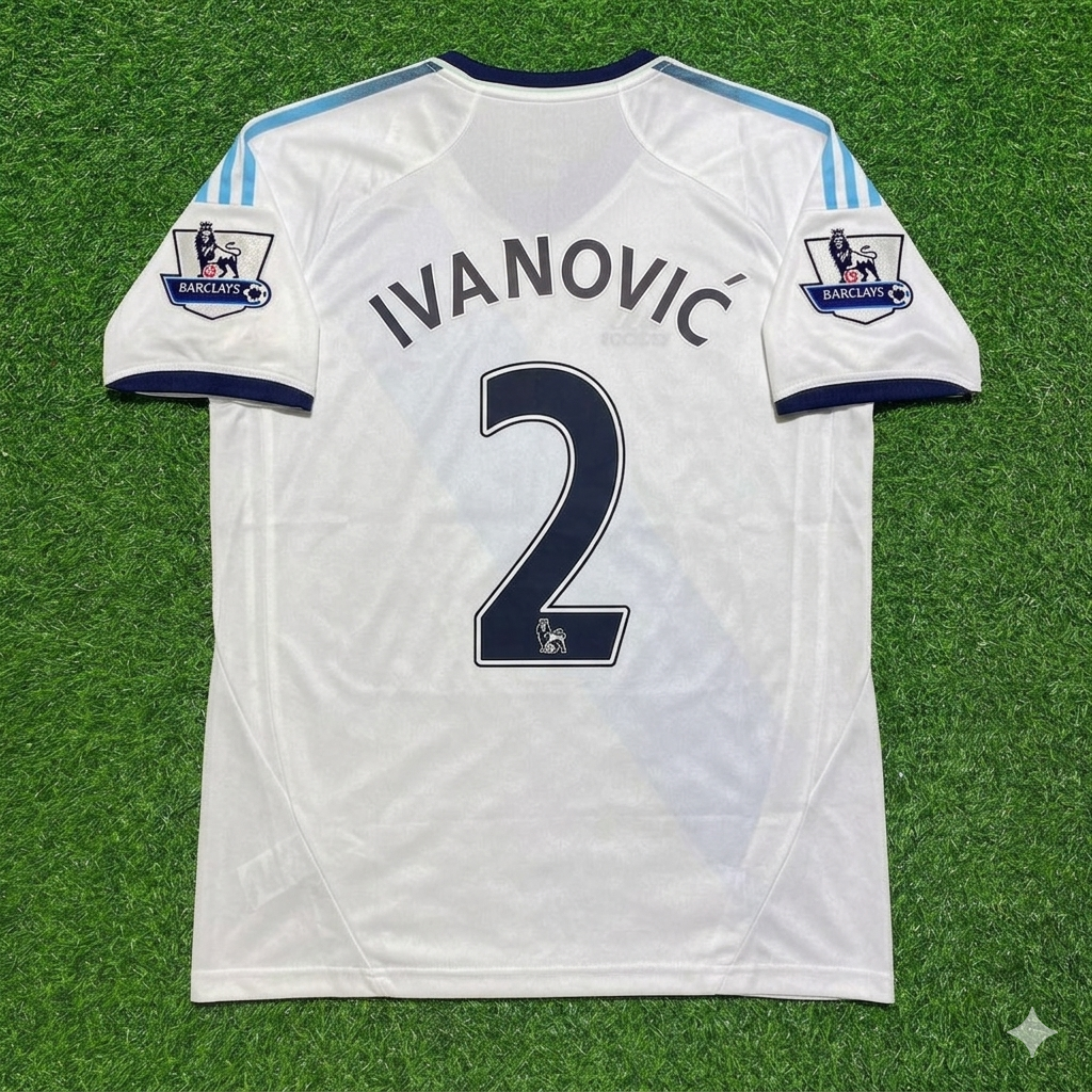 2012/13 Branislav Ivanovic Chelsea Retro White Football Jersey – Back View