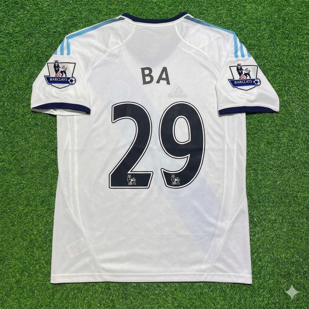 2012/13 Demba Ba Chelsea Retro White Football Jersey – Back View