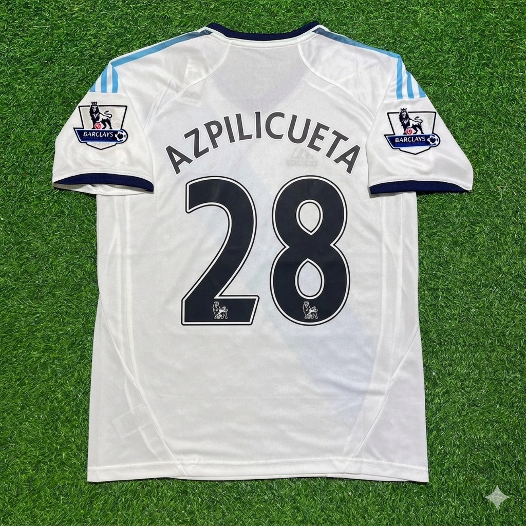 Cesar Azpilicueta Chelsea 2012-2013 Retro White Football Jersey – Back View