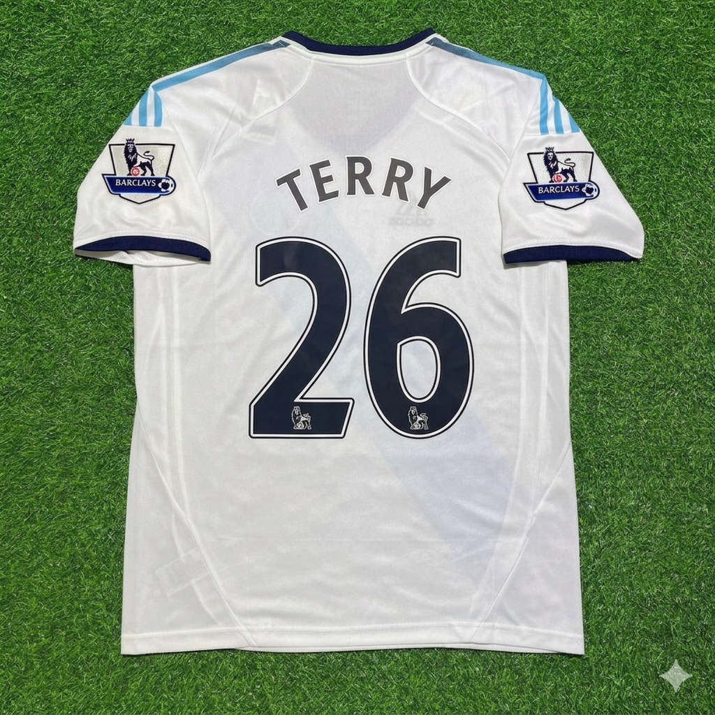 2012/13 John Terry Chelsea Retro White Football Jersey – Back View