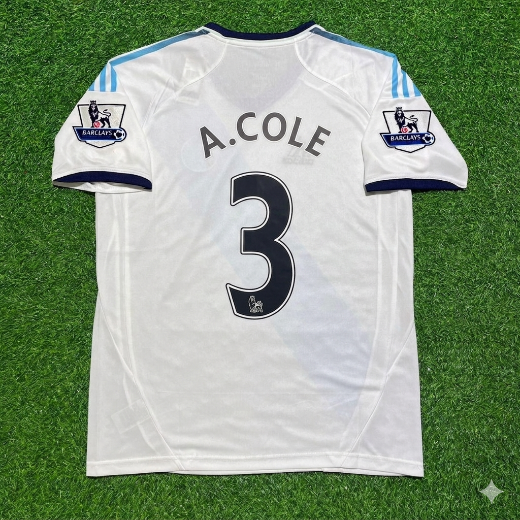 2012/13 Ashley Cole Chelsea Retro White Football Jersey – Back View