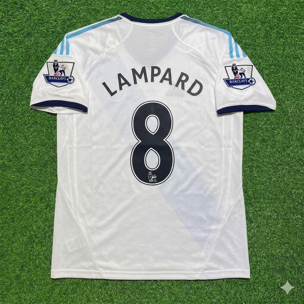 2012/13 Frank Lampard Chelsea Retro White Football Jersey – Back View