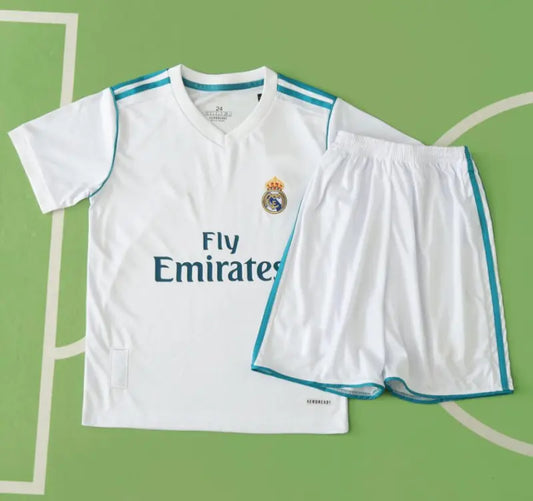 Real Madrid 2018 Champions League Final Retro Child Kids Kit Football Jersey