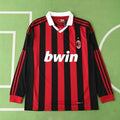 A.C.Milan 09/10 Season Red Home Long sleeved Retro Jersey – Back View