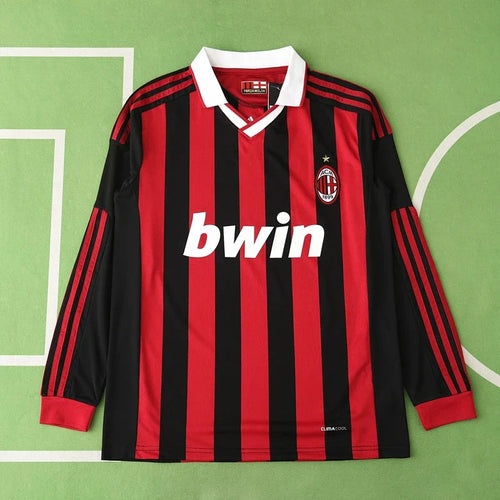 A.C.Milan 09/10 Season Red Home Long sleeved Retro Jersey – Back View