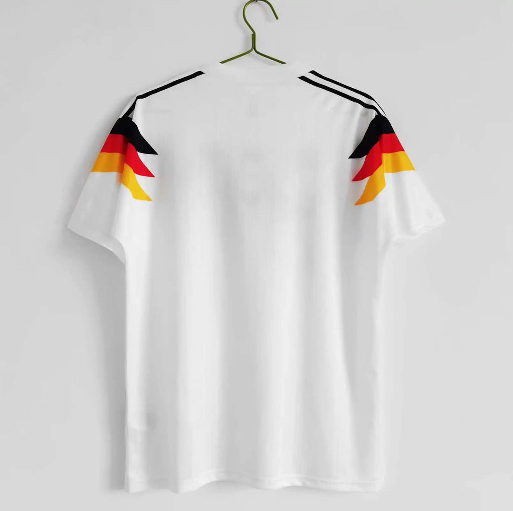 1990 Saison Deutschland aweiß Germany 90 Retro Football Jersey – Front View