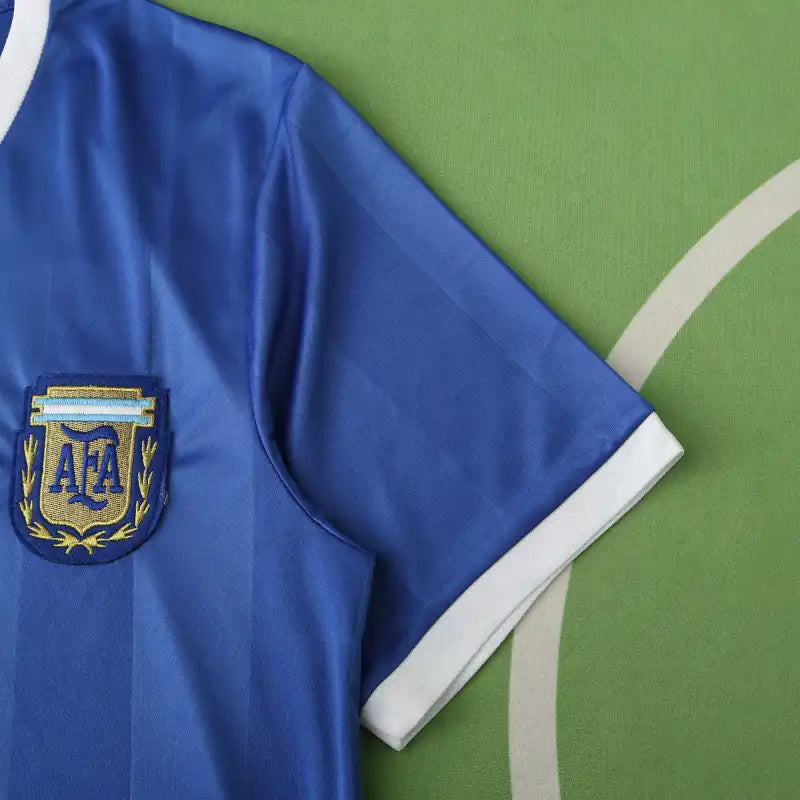 1986 Argentina Away Blue Retro Football Jersey – Front View