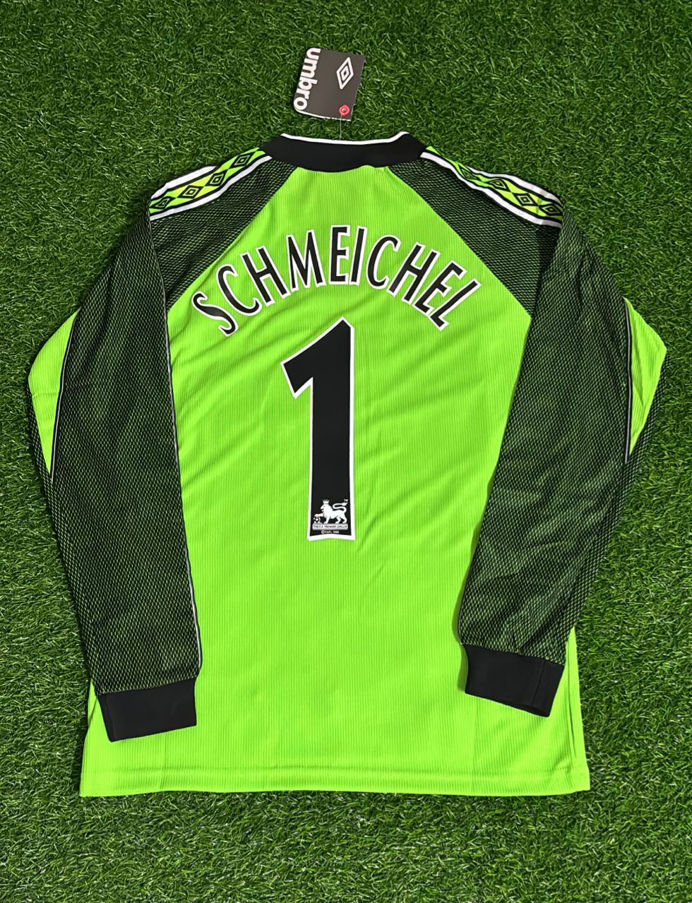 1998/99 Manchester United Green Retro Long Sleeve Goalkeeper Football Jersey Peter Schmeichel – Back View