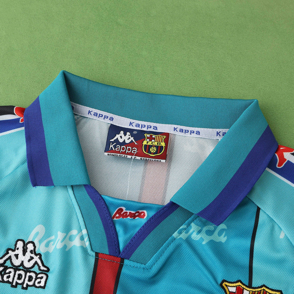 FC Barcelona 1996-1997 Season Away Blue Retro Football Jersey Trikot Maillot V3
