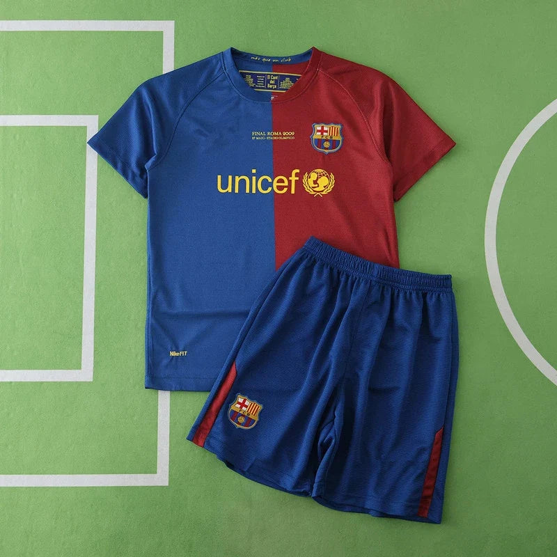 2009 Barcelona Final Home Retro Kids Football Kit – Front View