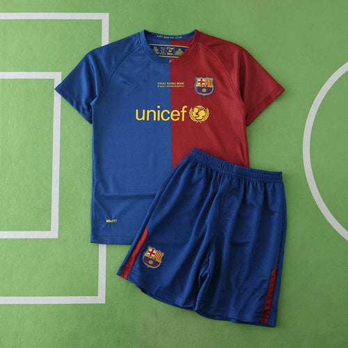 2009 Barcelona Final Home Retro Kids Football Kit – Front View