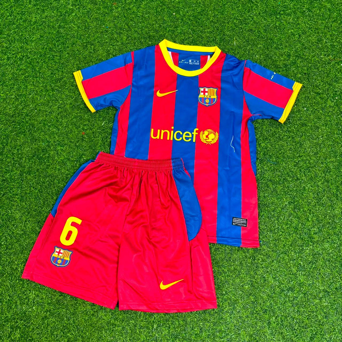 2010/11 Barcelona Retro Kids Football Kit Xavi Hernandez – Front View