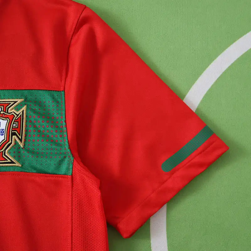 2010 Portugal Home Red Retro Football Jersey – Front View