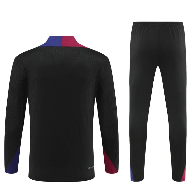 2025 Barcelona Black Football Tracksuit Training Set – Front View