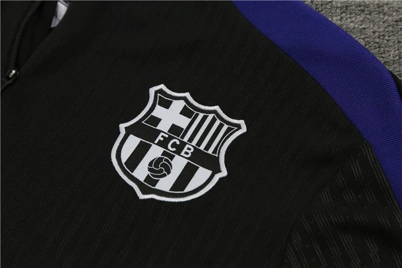 2025 Barcelona Black Football Tracksuit Training Set – Detailed View