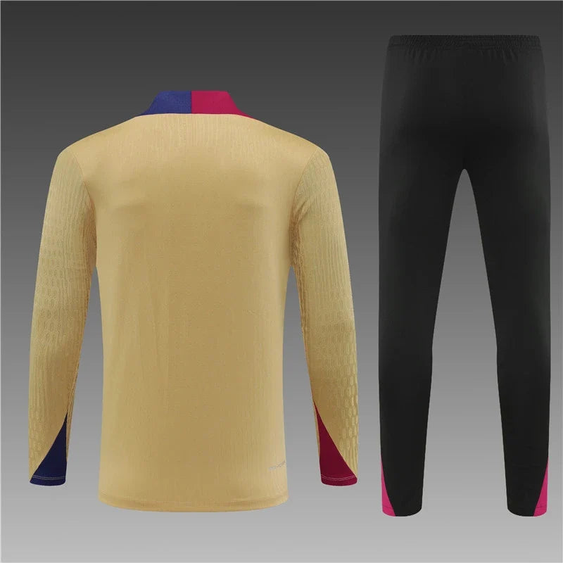 2025 Barcelona Golden Football Tracksuit Training Set – Front View