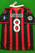 Gennaro Gattuso #8 - AC Milan 2009 2010 Red Black Kit Jersey – Back View
