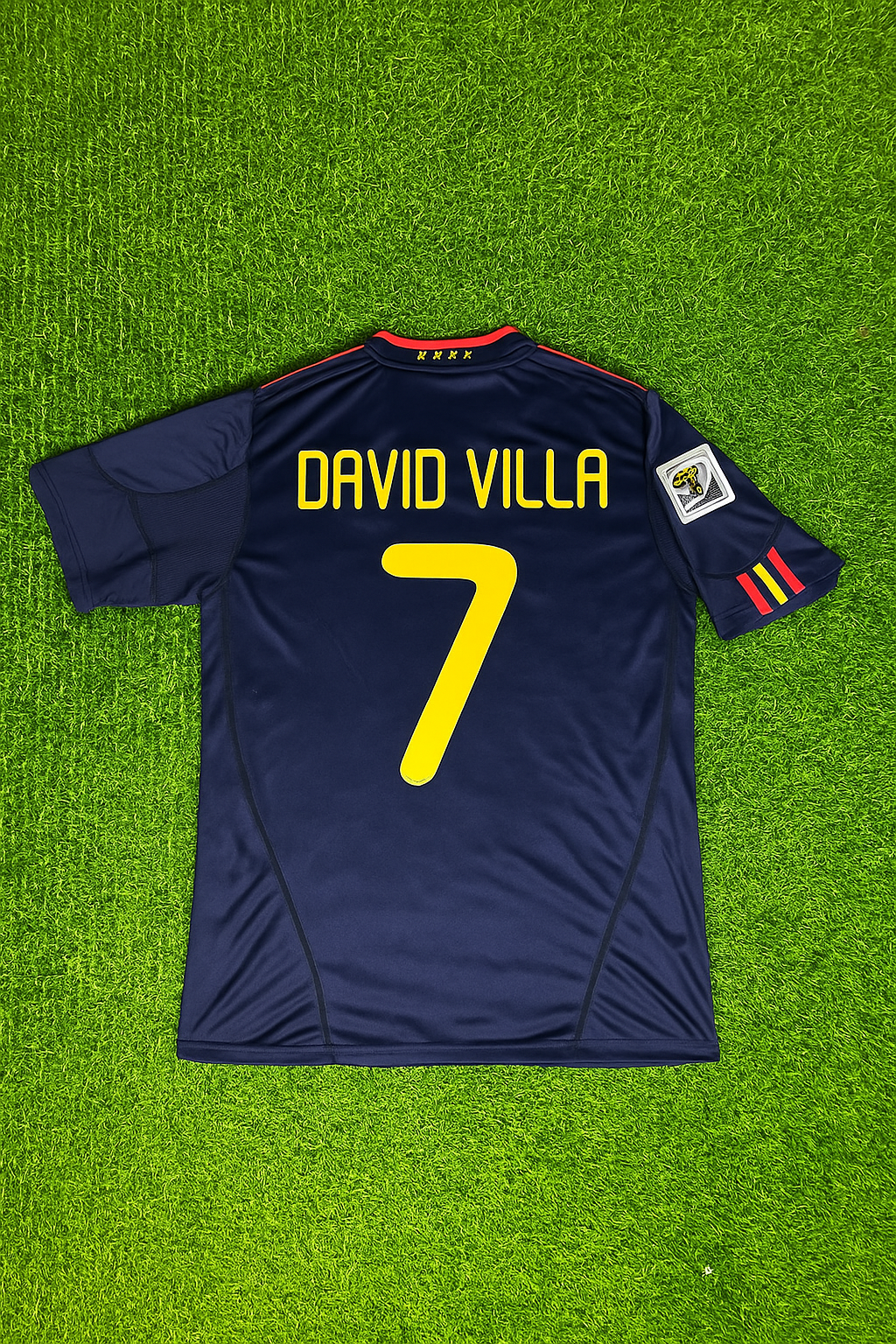 David Villa #7 - Spain 2010 World Cup Final Retro Jersey – Back View