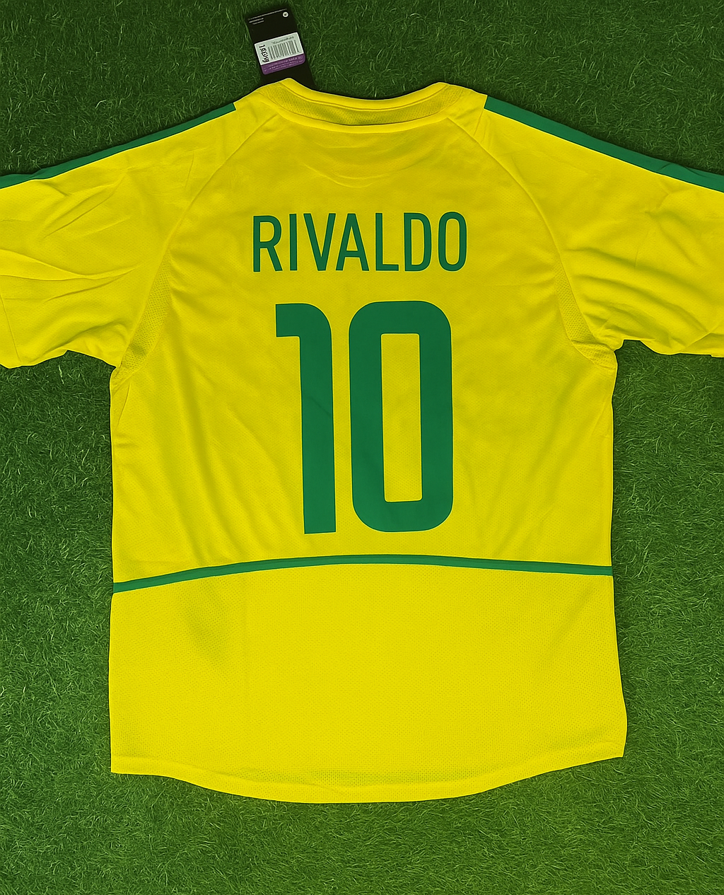 Rivaldo #10 Brazil 2002 World Cup Retro Jersey – Back View