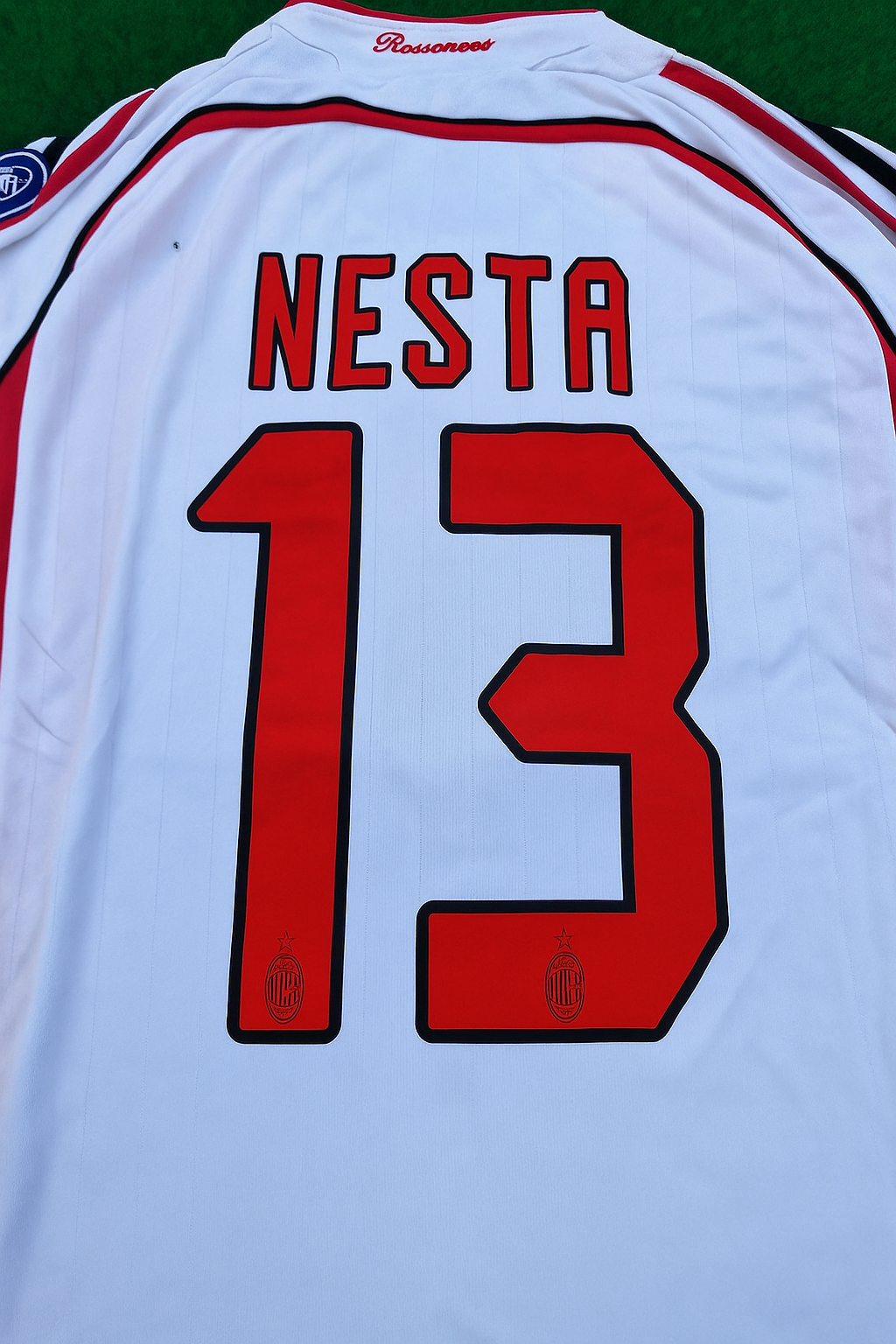 Alessandro Nesta Milan 2007 Final Athene Champions League Final White Retro Football Jersey – Detailed View