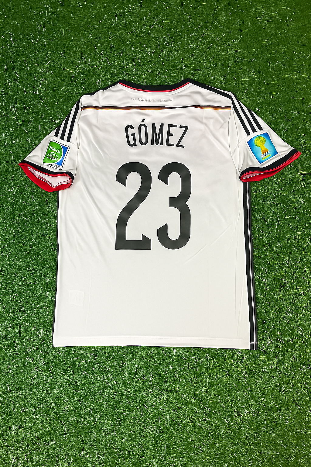 2014 Germany World Cup Mario Gómez - Deutschland White Retro Football Jersey – Back View