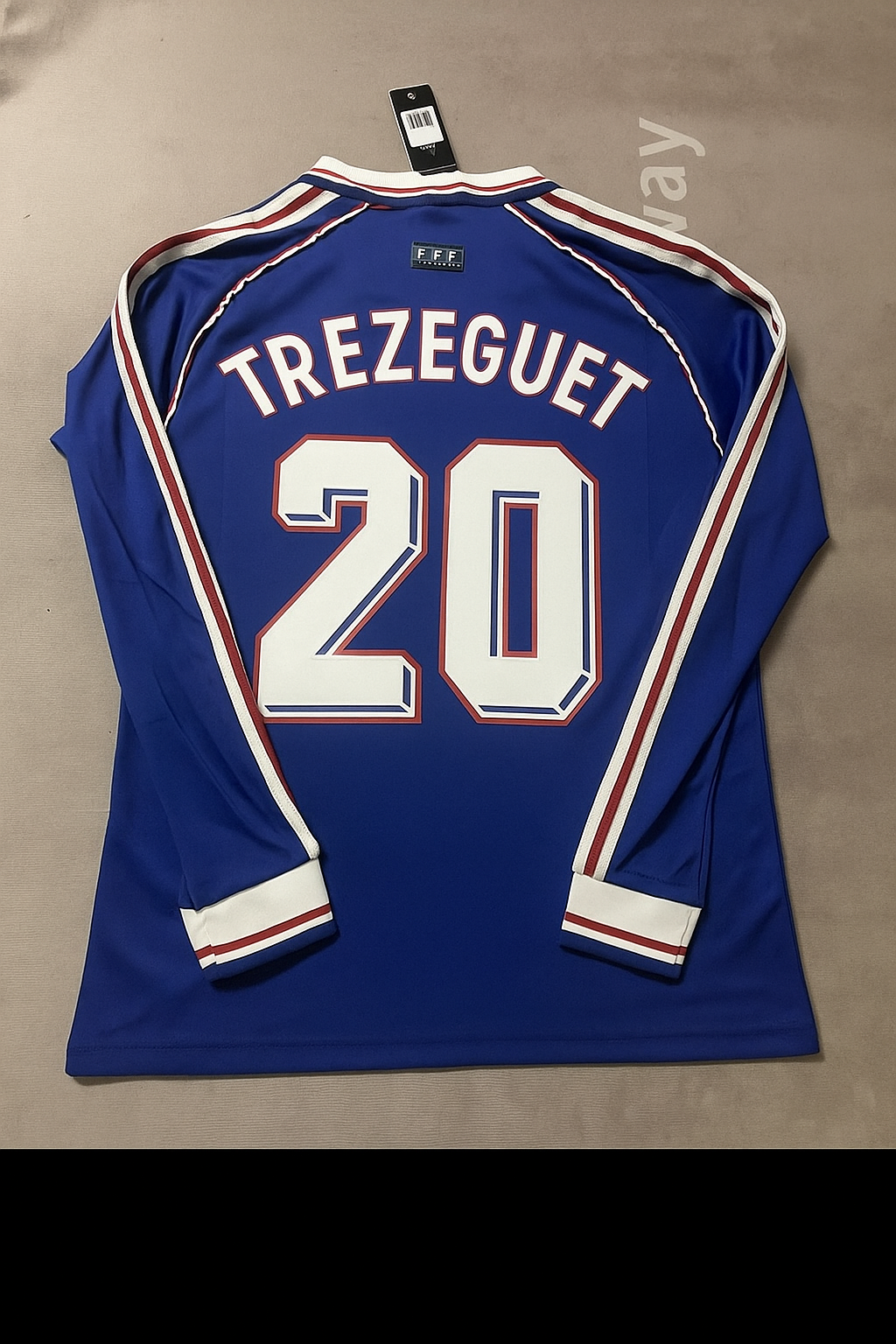 1998 France World Cup David Trezeguet Retro Long Sleeve Football Jersey – Back View