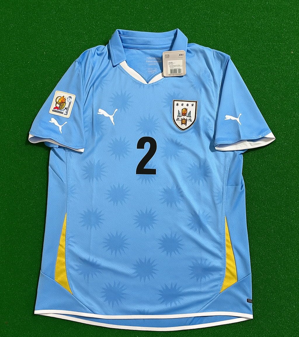 2010 Uruguay World Cup Diego Lugano South Aftica Blue Retro Football Jersey – Front View