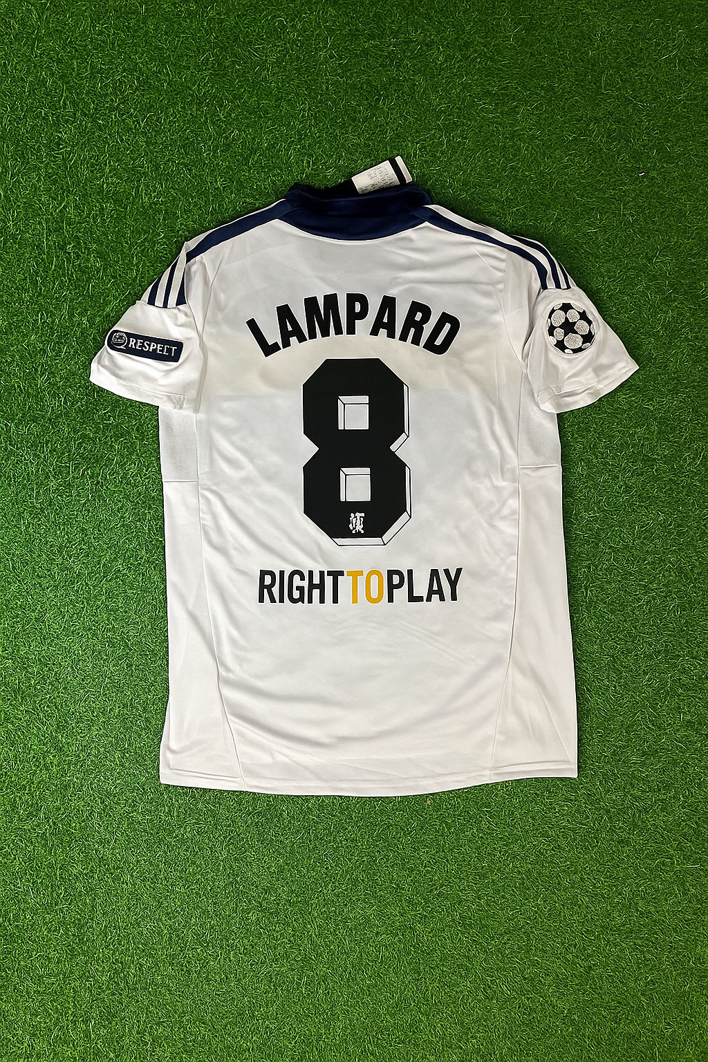 2011 Frank Lampard 8 - Chelsea 2012 Champions League White Yellow Retro Football Jersey – Back View