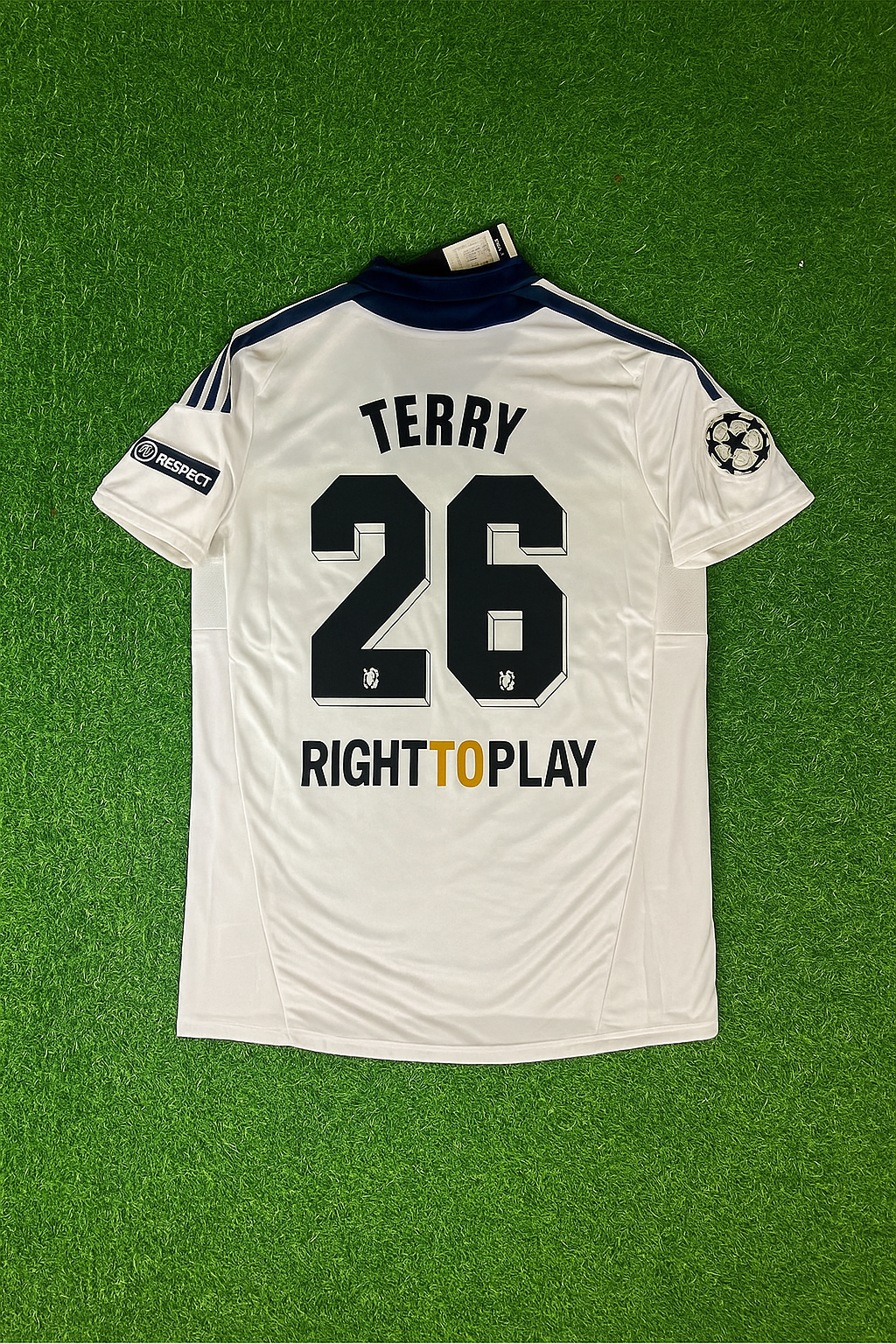 2011 John Terry 26 - Chelsea 2012 Champions League White Yellow Retro Football Jersey – Back View
