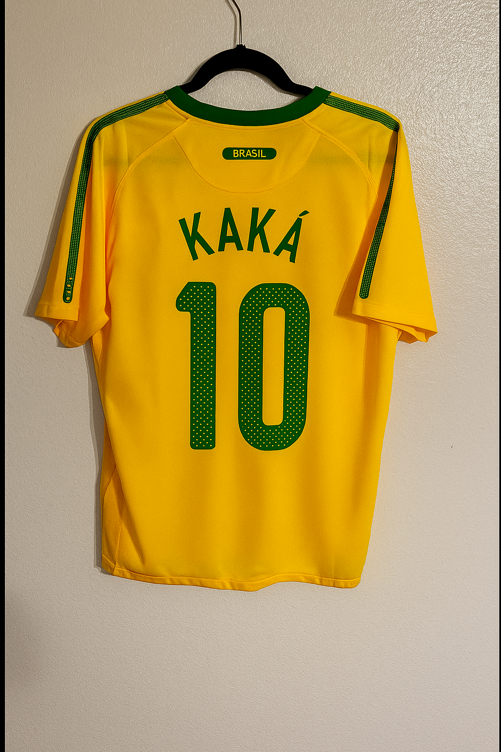 2010 Brazil World Cup Kaka Leite Retro Yellow Football Jersey – Back View