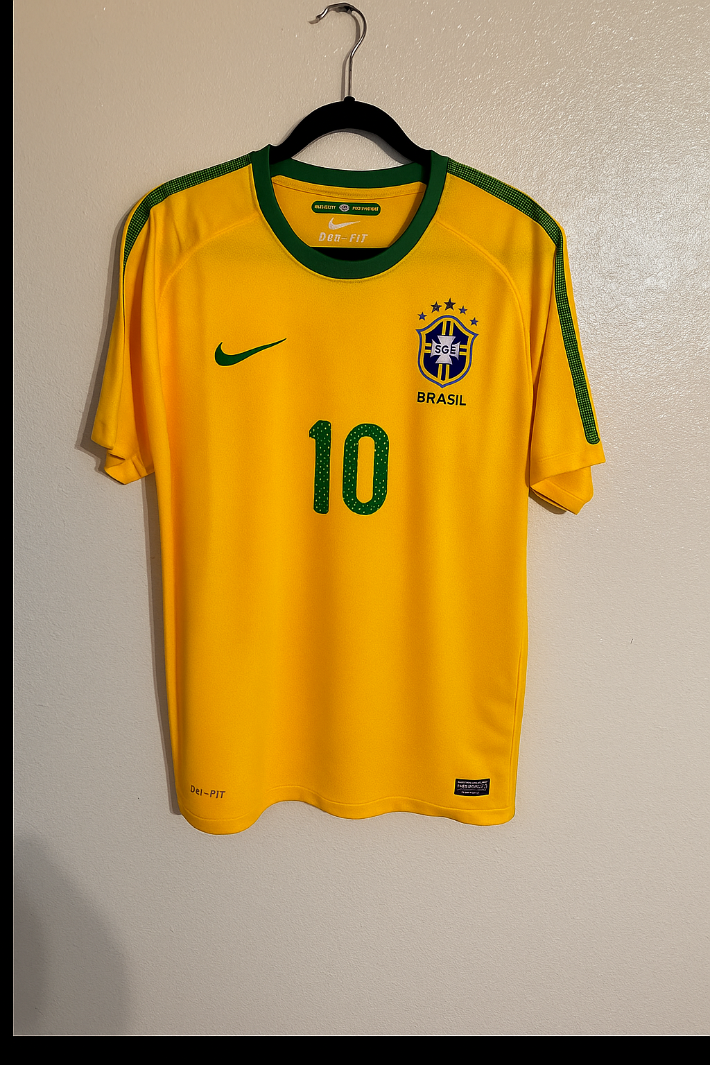 2010 Brazil World Cup Kaka Leite Retro Yellow Football Jersey – Front View