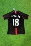 Paul Scholes Manchester United 2007-2008 Black Retro Jersey – Back View
