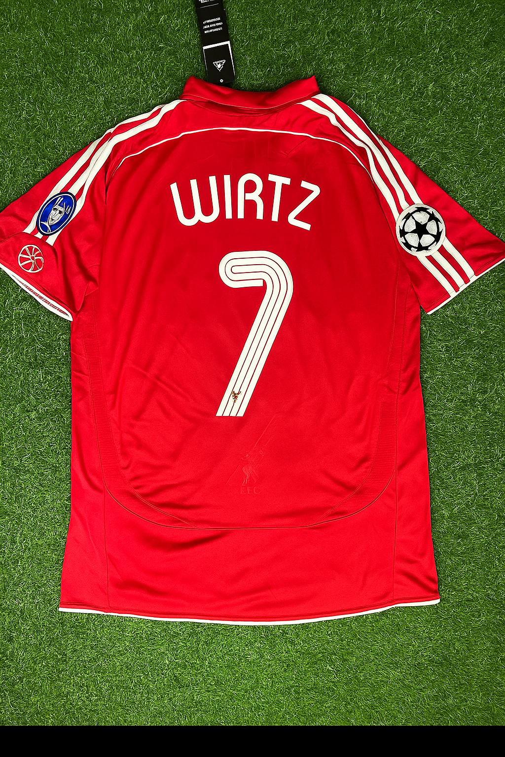 Florian Wirtz Liverpool 2007 2008 Season Champions League Red Retro Football Jersey – Back View