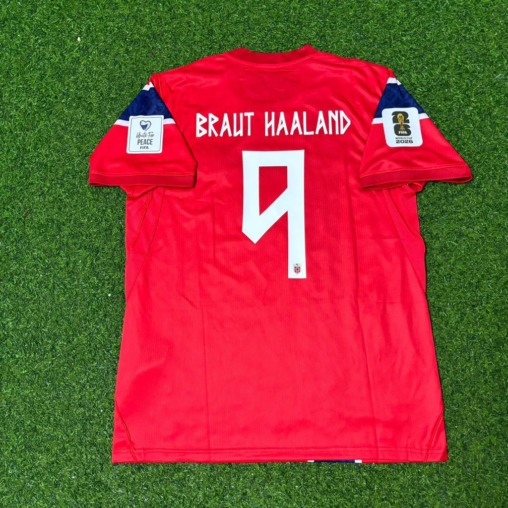 Erling Haaland #9 Norway 2026 World Cup Home Football Jersey – Back View
