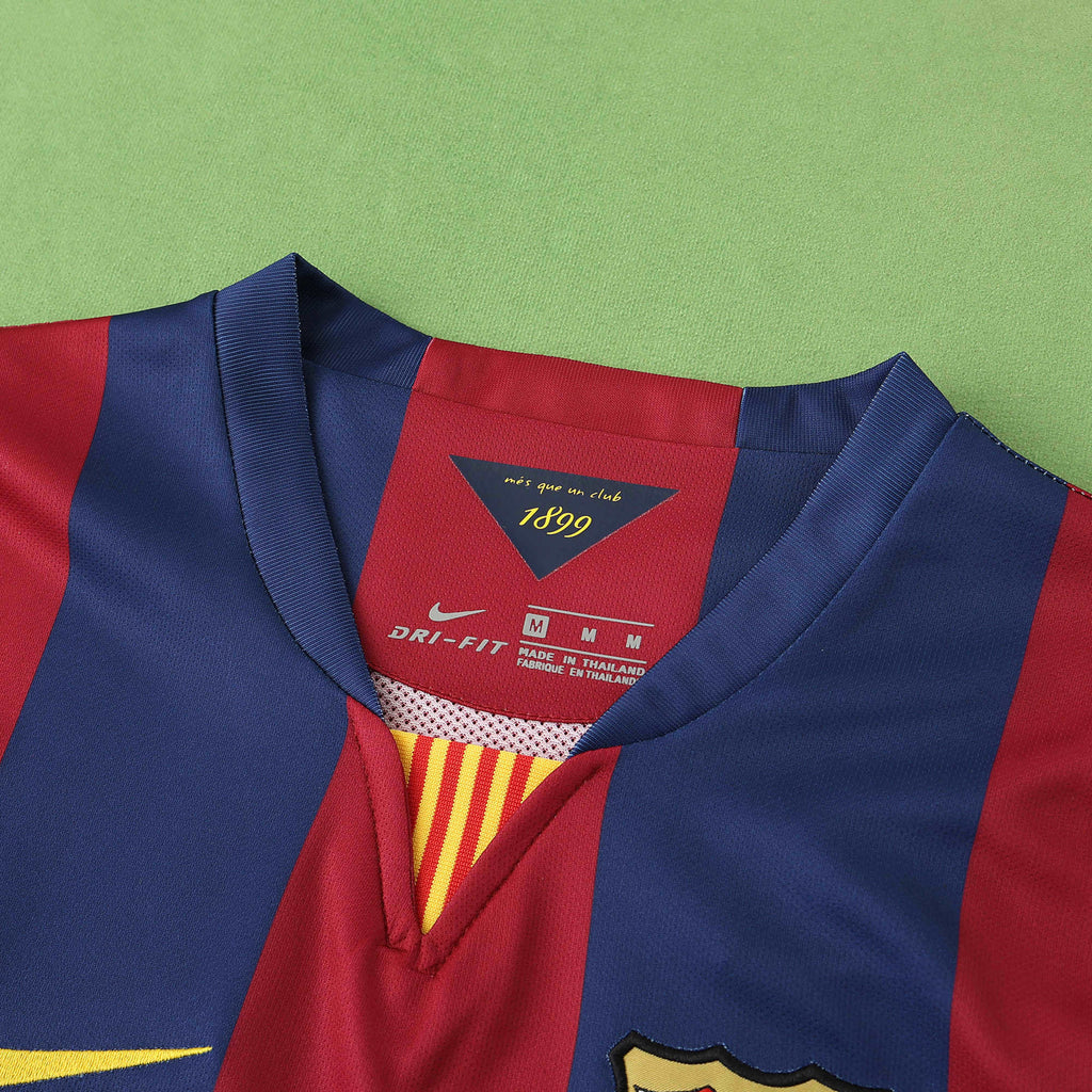FC Barcelona 2014-2015 Season Home Long Sleeve Retro Football Jersey Trikot Maillot V3