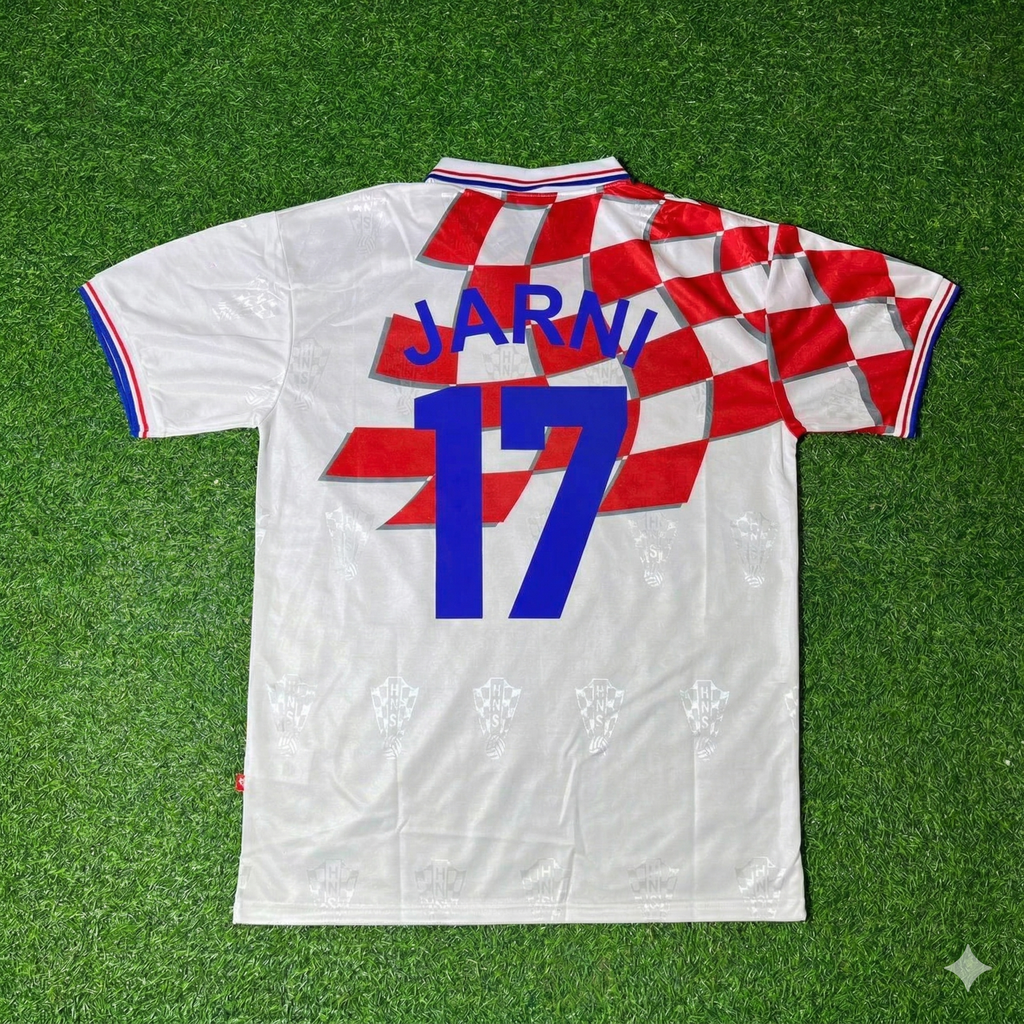 Croatia 1998 World Cup Retro Football Jersey – Robert Jarni – Back View
