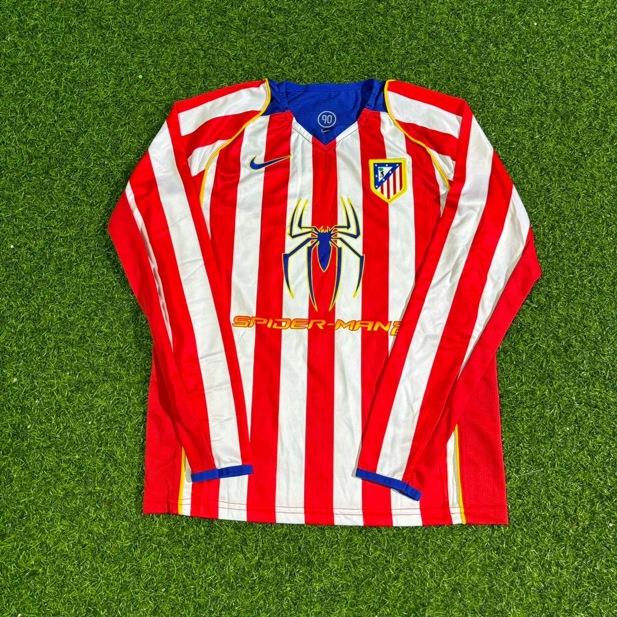 Sergio Kun Aguero #10 Atlético Madrid Spider-Man Long Sleeve Retro Football Jersey – Front View