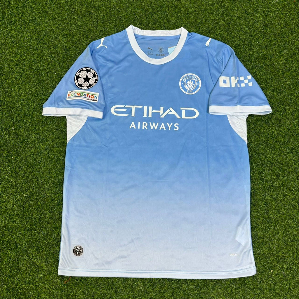 Erling Haaland #9 Manchester City 2026-27 Home New Season Champions League Patch Jersey – Front View